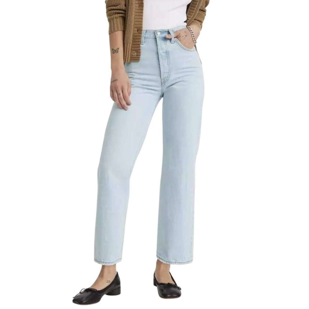 Levis Ribcage Straight Ankle Jeans Womens 29 Light Wash Denim High Rise Casual